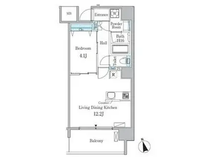 ルーエ池下(1LDK/4階)の間取り写真