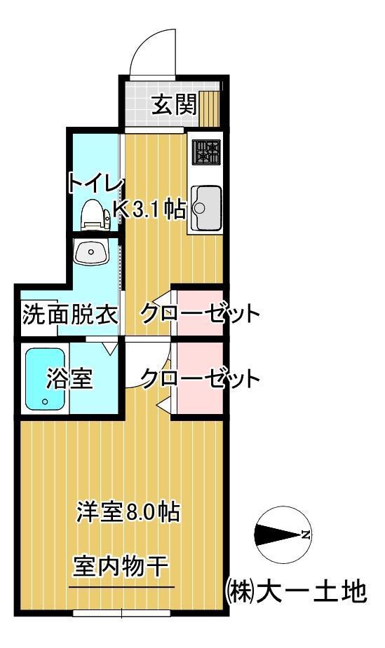 GRAND CLAIREA棟(1K/1階)の間取り写真