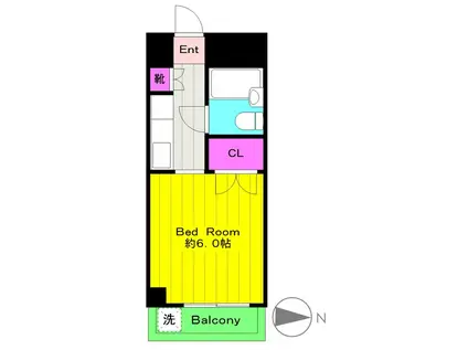十二番館(1K/2階)の間取り写真