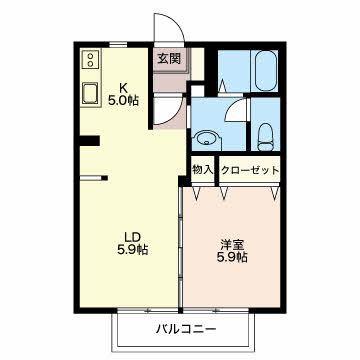 MASTTOWN市田 B(1LDK/1階)の間取り写真