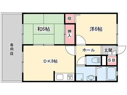 吉川ハイツII(2DK/2階)の間取り写真