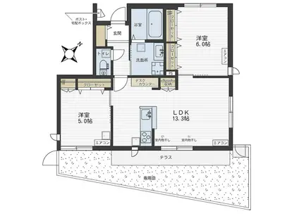 ルマ・ファミリア(2LDK/1階)の間取り写真