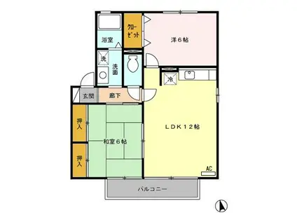 コーポベルーガB(2LDK/1階)の間取り写真