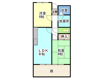 シーク六十谷(2DK/2階)の間取り写真