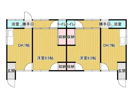 妻崎開作河本二戸建(1DK/1階)の間取り写真