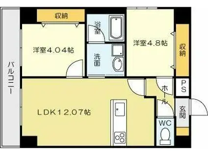 U-BASIC REEF 三萩野(2LDK/8階)の間取り写真