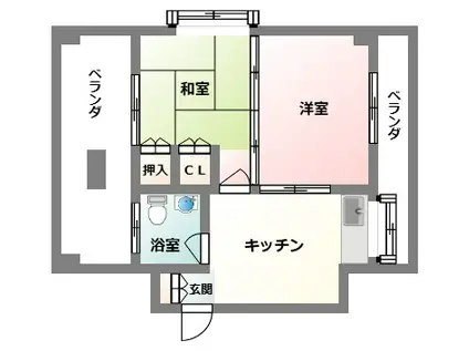 コーポ幸(2LDK/4階)の間取り写真