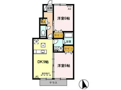 グランディールC(2DK/1階)の間取り写真