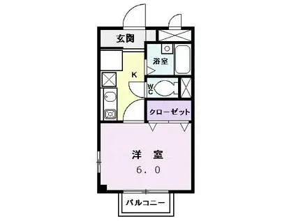 ヴィラミレニアム(1K/2階)の間取り写真