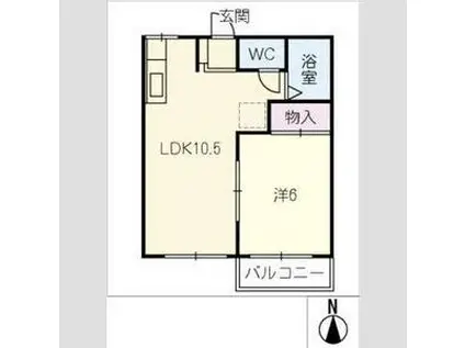 せせらぎと山のビスタ(1LDK/2階)の間取り写真