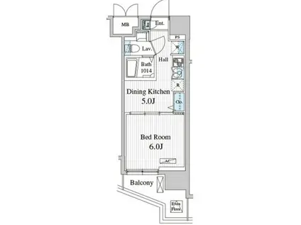 TOTSU RESIDENCE KAMINARIMON(1DK/4階)の間取り写真