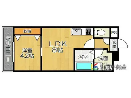 ウェリス花畑(1LDK/2階)の間取り写真