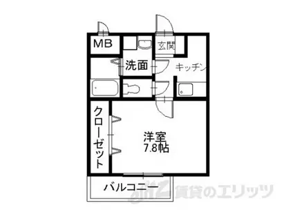 サウスメディオ(1K/2階)の間取り写真