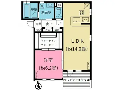 ピーチウェアC(1LDK/1階)の間取り写真