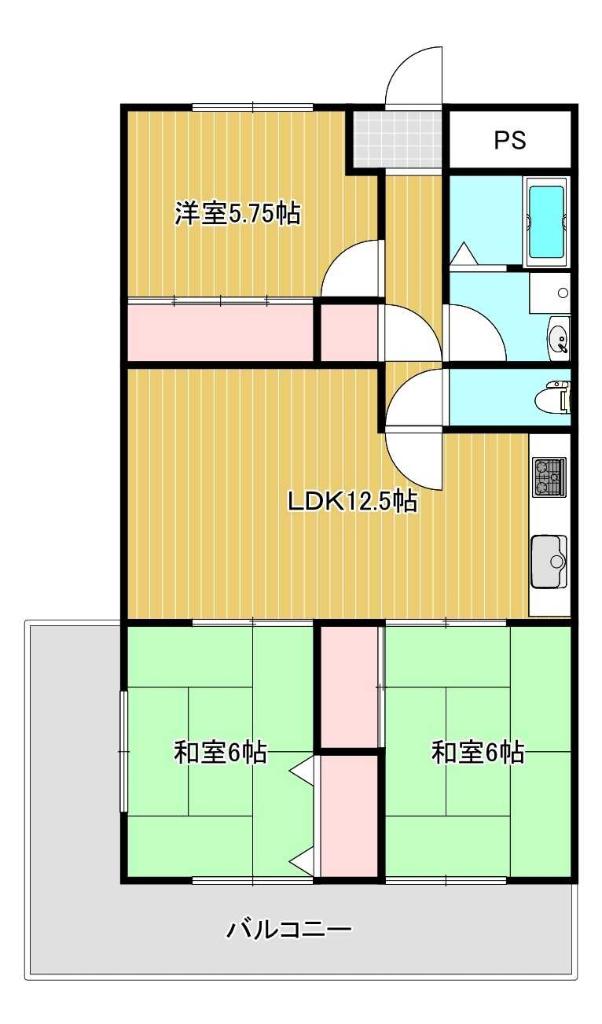 メゾン花北(3LDK/8階)の間取り写真