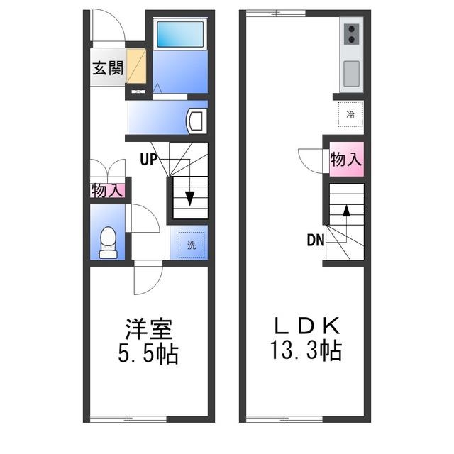 レオネクストカルミアオクイ(1LDK/1階)の間取り写真