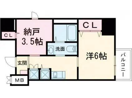 ディアコート宿屋町(2K/1階)の間取り写真