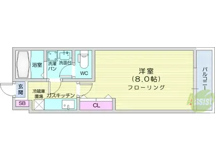 フルハウス(1K/1階)の間取り写真
