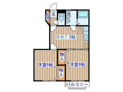 アーバンプレイス(2DK/1階)の間取り写真