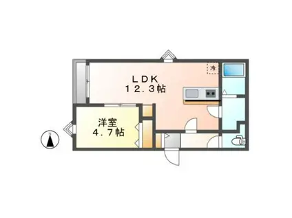 BC生駒A(1LDK/2階)の間取り写真