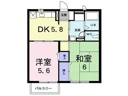 サンパークもりみつB棟(2DK/2階)の間取り写真