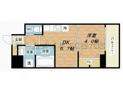 スプランディッド安土町(1DK/2階)の間取り写真