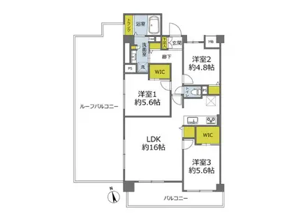 コスモ中台ガーデンヒルズ(3LDK/8階)の間取り写真