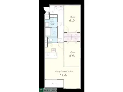 THEIOS SON(2LDK/3階)の間取り写真