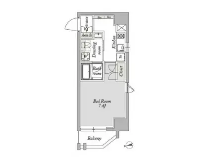 ジオエント御徒町(1K/2階)の間取り写真