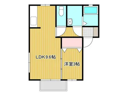 センティエロ上浅田(1LDK/2階)の間取り写真