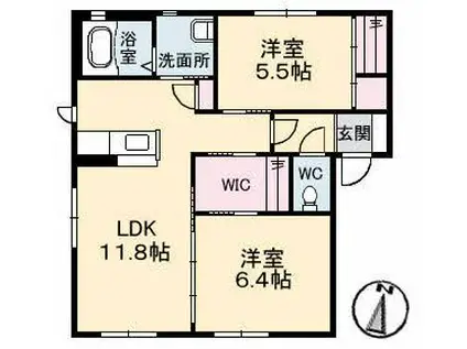 フルーツランド A棟(2LDK/1階)の間取り写真