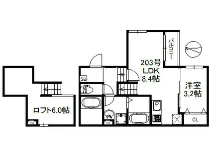 テラス東佐賀 675(1LDK/2階)の間取り写真