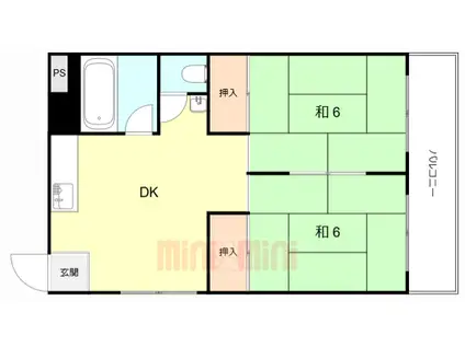 第二住吉苑(2DK/3階)の間取り写真