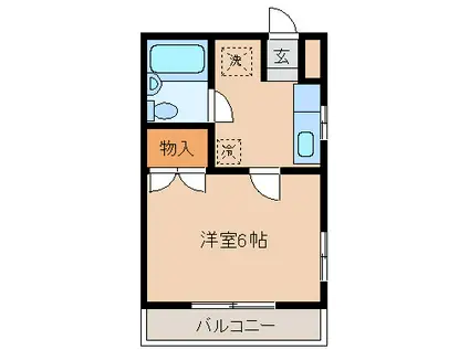 モンパレス桐生第2-2(1K/1階)の間取り写真