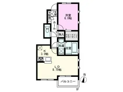 ファミリアA(1LDK/1階)の間取り写真