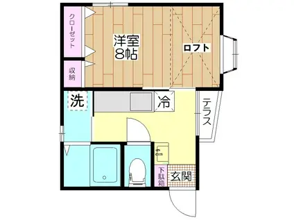 ハイツセンナリ(1K/2階)の間取り写真