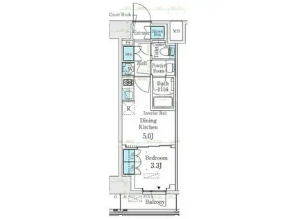 ベルファース錦糸町サウス(1DK/6階)の間取り写真