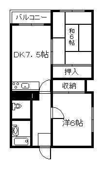 北都ハイツ(2DK/2階)の間取り写真