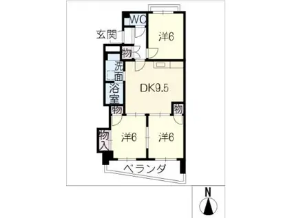 サンローヤル福寿ビル(3DK/2階)の間取り写真