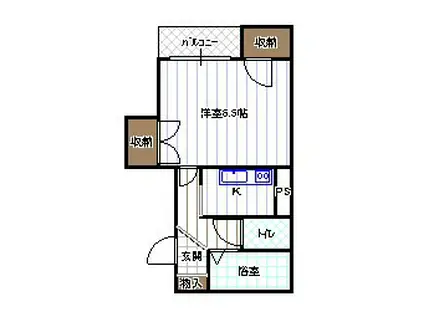 清水マンションII(1K/4階)の間取り写真