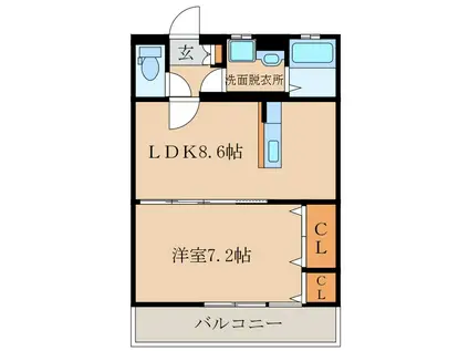 PIA BELLIS(1LDK/2階)の間取り写真