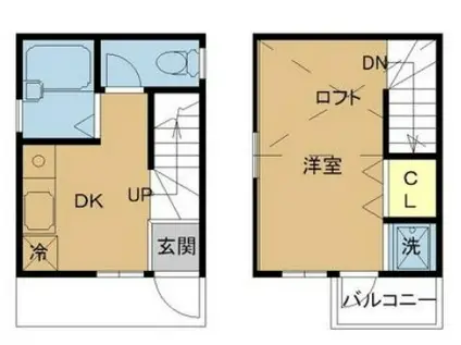 ＪＲ中央線 東中野駅 徒歩3分 2階建 築20年(1K/1階)の間取り写真