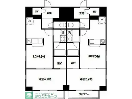 グランツアベニュー立川錦町(1LDK/5階)の間取り写真