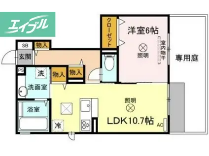 HARU晴(1LDK/1階)の間取り写真