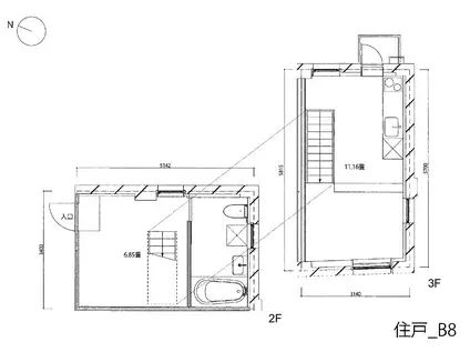 双葉町のアパートメント(1LDK/3階)の間取り写真
