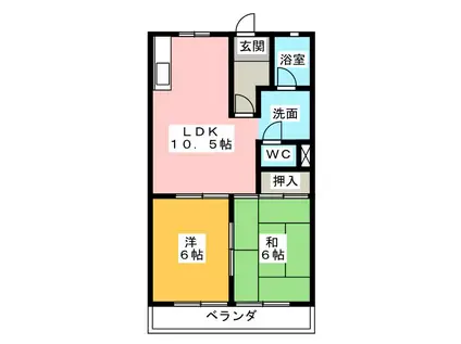 リバティはやのA(2LDK/2階)の間取り写真