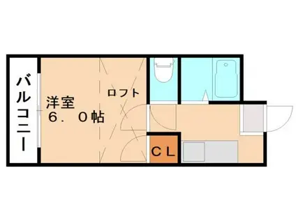 モーリックス立岩(1K/2階)の間取り写真