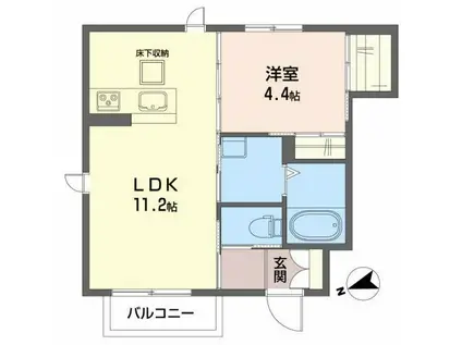 メゾカノン(1LDK/1階)の間取り写真