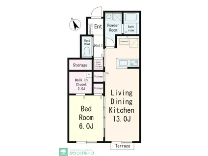 市川市鬼高2丁目PJ(1LDK/1階)の間取り写真