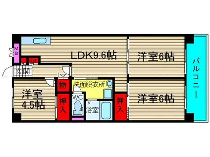 サンコーポラス南港(3LDK/10階)の間取り写真